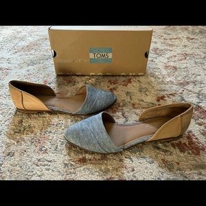 Toms Jutti D’orsay Honey Leather Blue Chambray flat